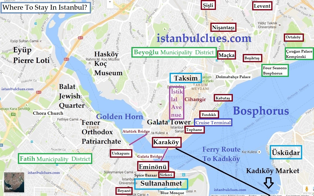 اسطنبول الأماكن لزيارة الخريطة