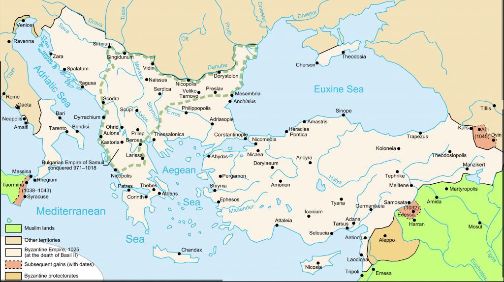 Byzantine Empire Map 1025 Basil II 