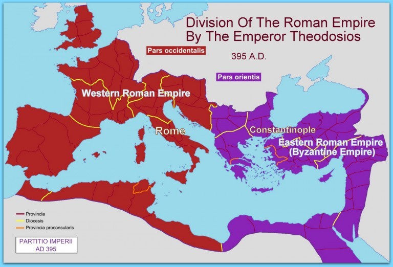 Map Of Roman Empire Division 768x522 