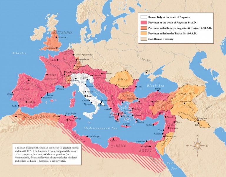 Roman Empire Map 117 AD 768x601 