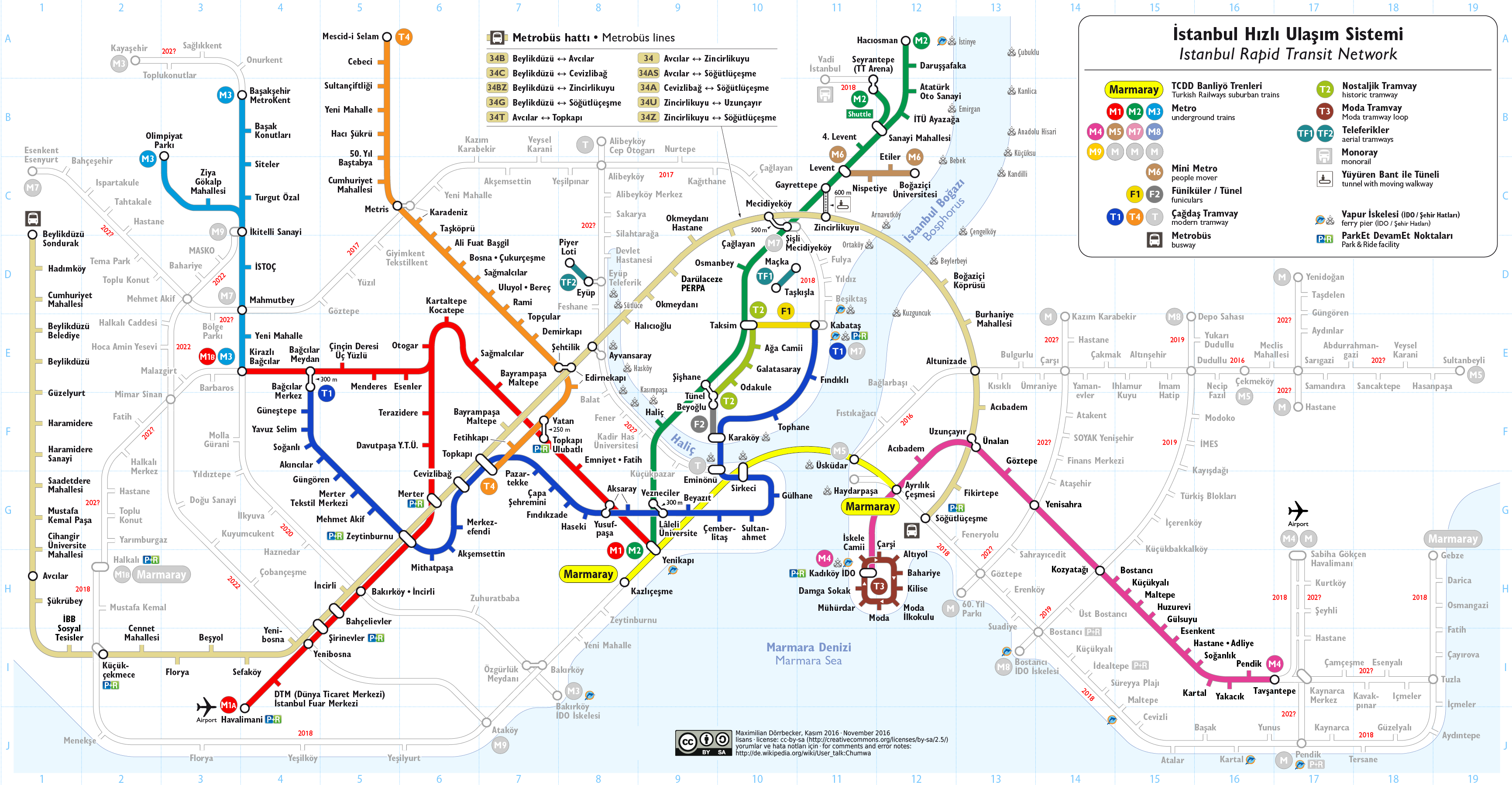 Istanbul Metro Map With Metrobus 