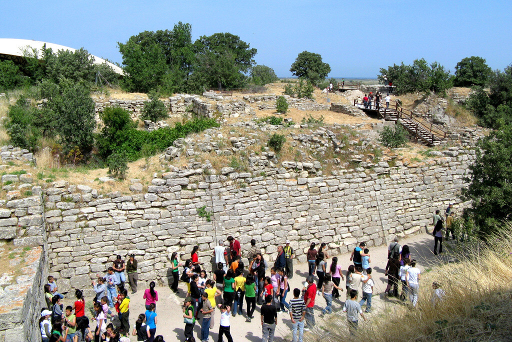 Tourist Groups Visiting Trojan Walls and Ruins