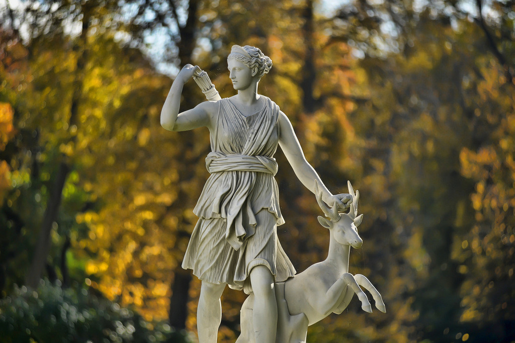 A statue depicting the ancient Greek goddess Artemis