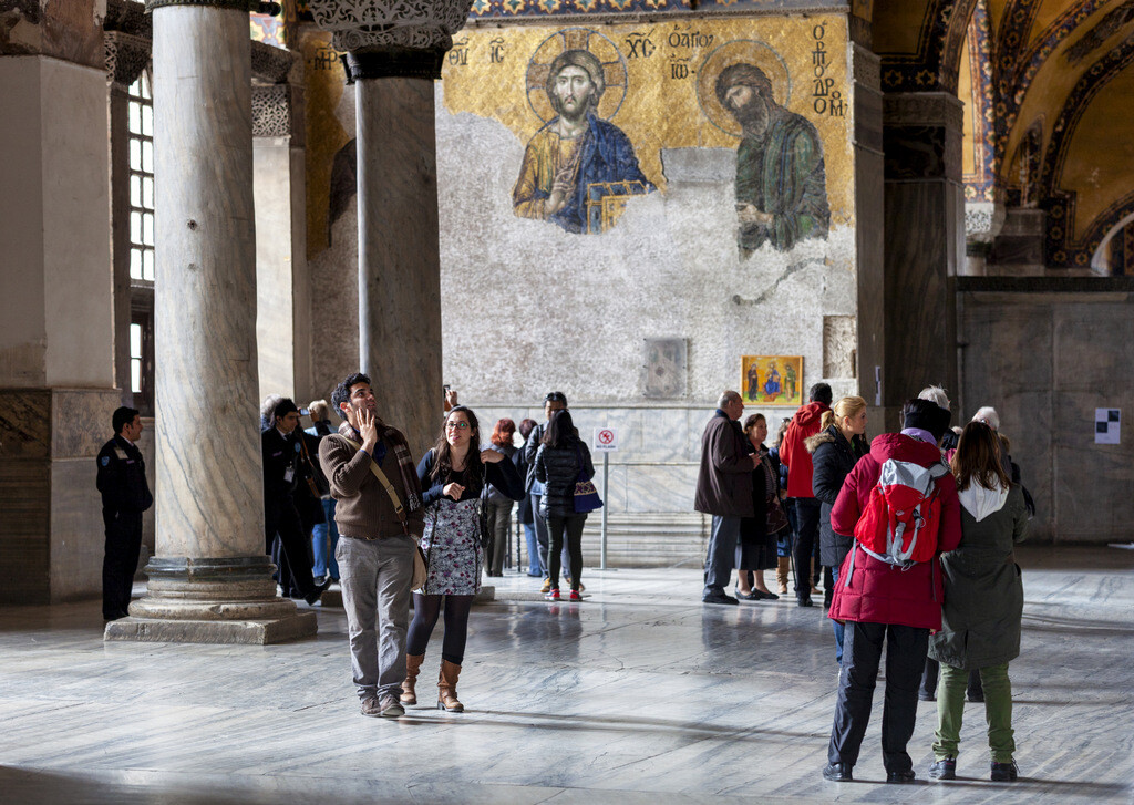 Mosaics of Hagia Sophia on the upper gallery